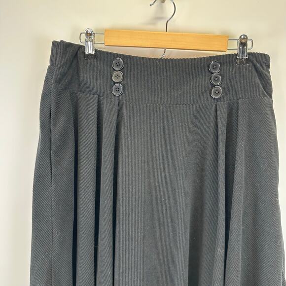 Belle Poque Womens Black Corduroy Flowy Pleated Maxi Skirt Size XL - Picture 4 of 16